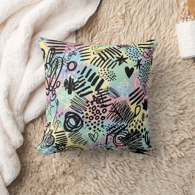 Colorful Urban Graffiti Pattern (9) Throw Pillow (Blanket)