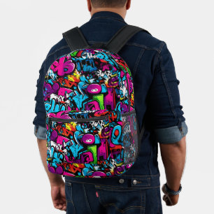 Colorful Urban Graffiti Printed Backpack