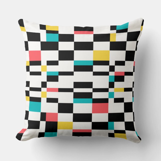 Colorful, urban, modern, trendy geometric pattern throw pillow (Front)
