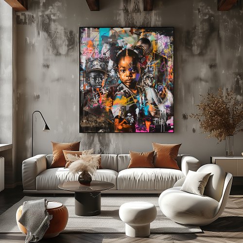 Colorful Urban Portrait of Children Poster