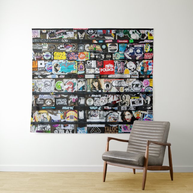 Colorful Urban Stickers  Tapestry (In Situ (Horizontal))
