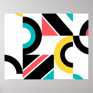 Colorful, urban, trendy, modern geometric art poster