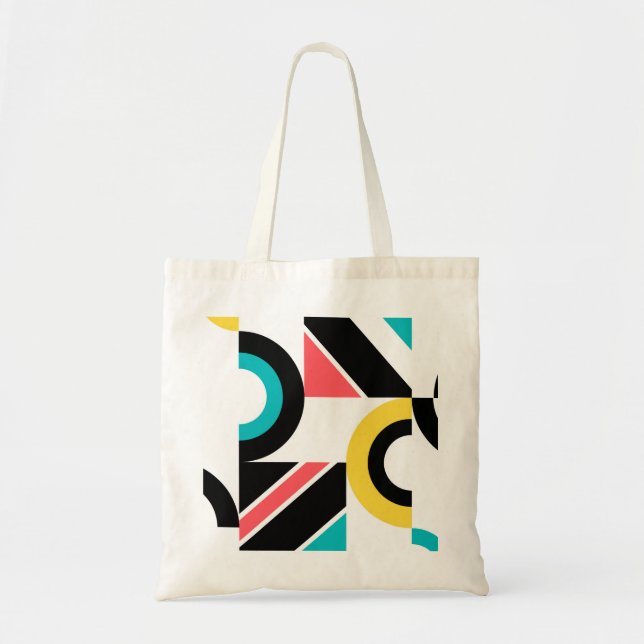 Colorful, urban, trendy, modern geometric art tote bag (Front)