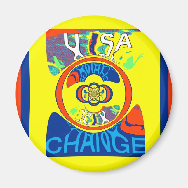 Colorful USA Change: A Festive Design Magnet (Front)