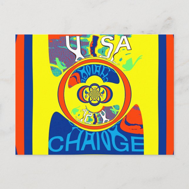 Colorful USA Change: A Festive Design Postcard (Front)