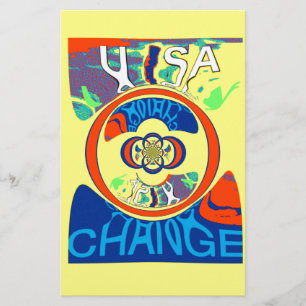 Colorful USA Change: A Festive Design Stationery