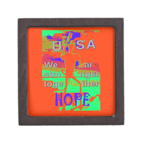 Colorful USA Hillary Hope We Are Stronger Together Gift Box