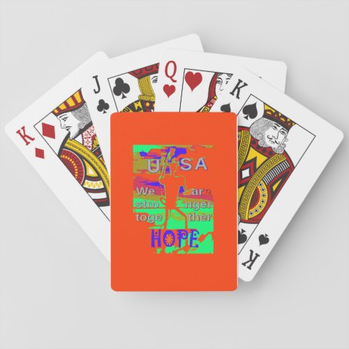 Colorful USA Hillary Hope We Are Stronger Together Playing Cards