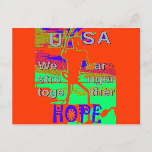 Colorful USA Hillary Hope We Are Stronger Together Postcard