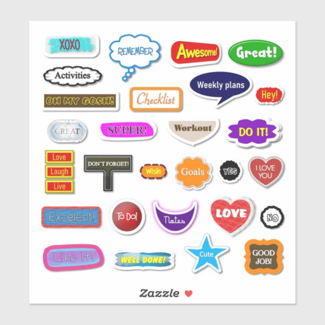 Colorful Useful and Positive Words Sticker (Sheet)