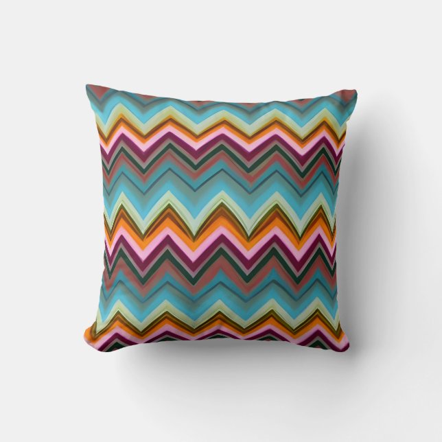 Colorful V Shape Pattern Throw Pillow (Front)