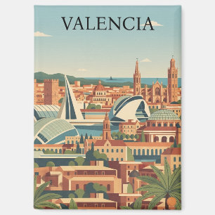 Colorful Valencia Spain Vintage Travel Magnet