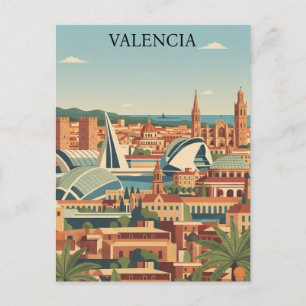 Colorful Valencia Spain Vintage Travel Postcard