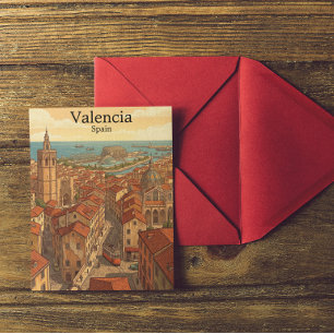 Colorful Valencia Spain Vintage Travel Postcard