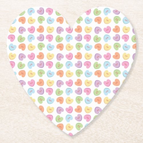 Colorful Valentine Candy Hearts  Paper Coaster