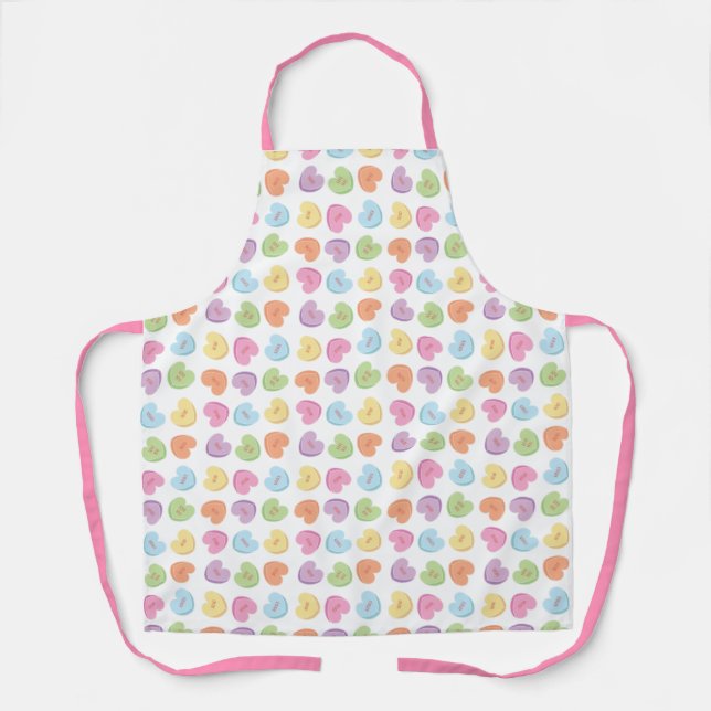 Colorful Valentine Candy Hearts  Paper Coaster Mug Apron (Front)