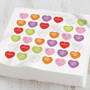 Colorful Valentine Candy Hearts Party Decor Napkins
