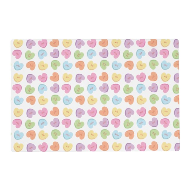 Colorful Valentine Candy Hearts  Placemat (Front)