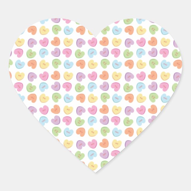 Colorful Valentine Candy Hearts  Placemat Holiday  Heart Sticker (Front)