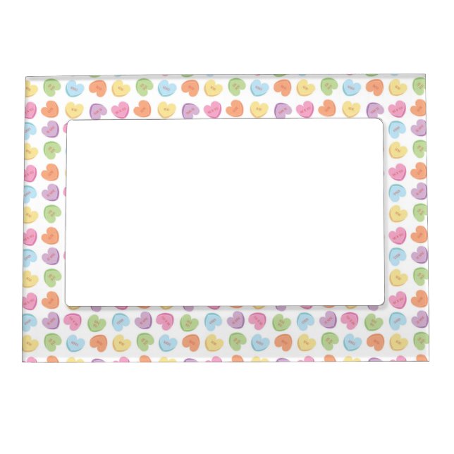 Colorful Valentine Candy Hearts  Placemat Holiday  Magnetic Frame (Front)