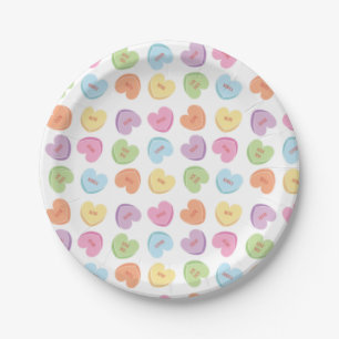 Colorful Valentine Candy Hearts Placemat Holiday Paper Plates