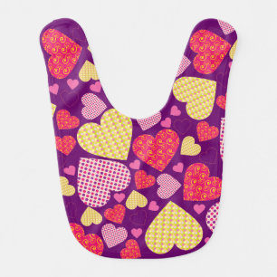 Colorful Valentine Hearts Pattern Bib