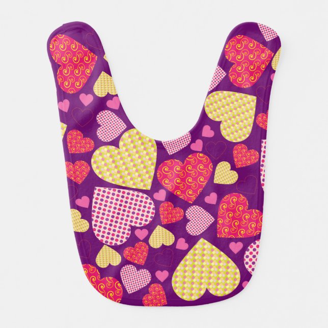 Colorful Valentine Hearts Pattern Bib (Front)