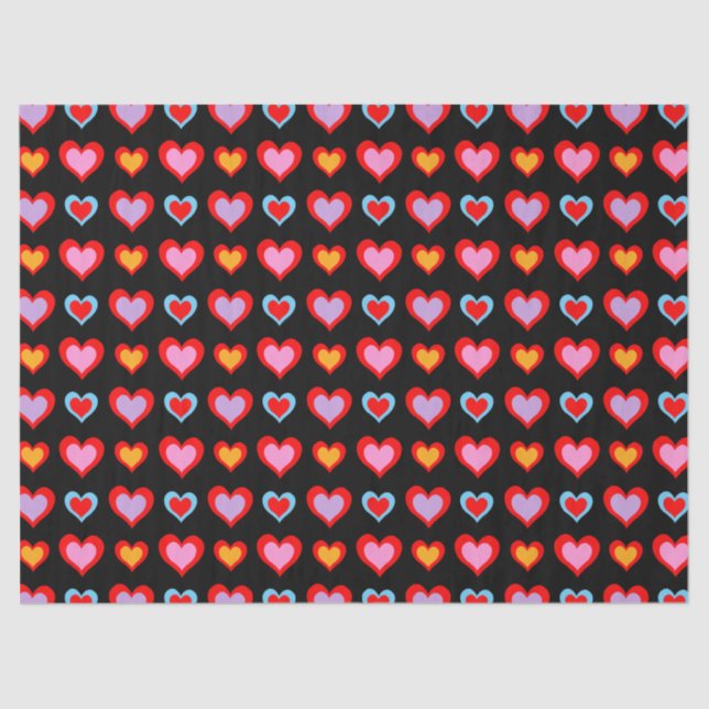 Colorful Valentine Hearts Pattern Tissue Paper (Front)
