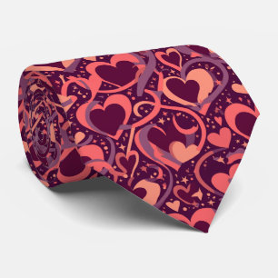 Colorful Valentine Hearts Seamless Pattern Bold Neck Tie