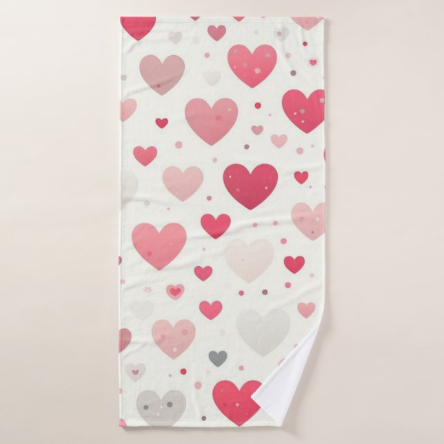 Colorful Valentine's day heart Bath Towel (Bath Towel)