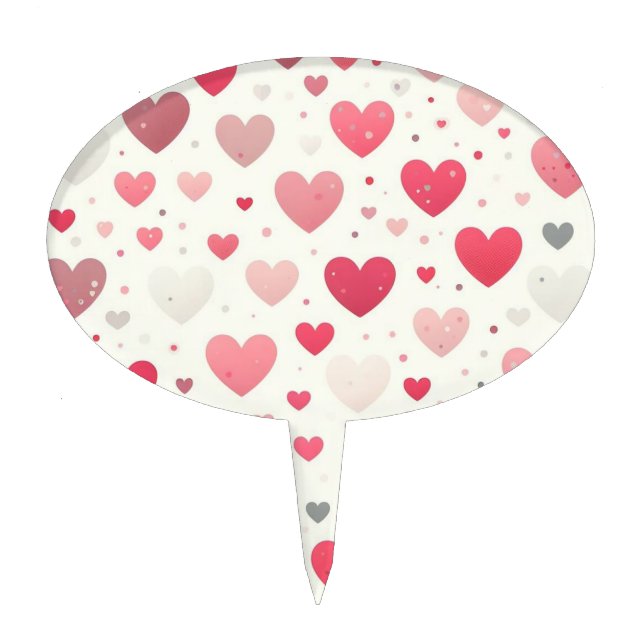 Colorful Valentine's day heart Cake Topper (Front)