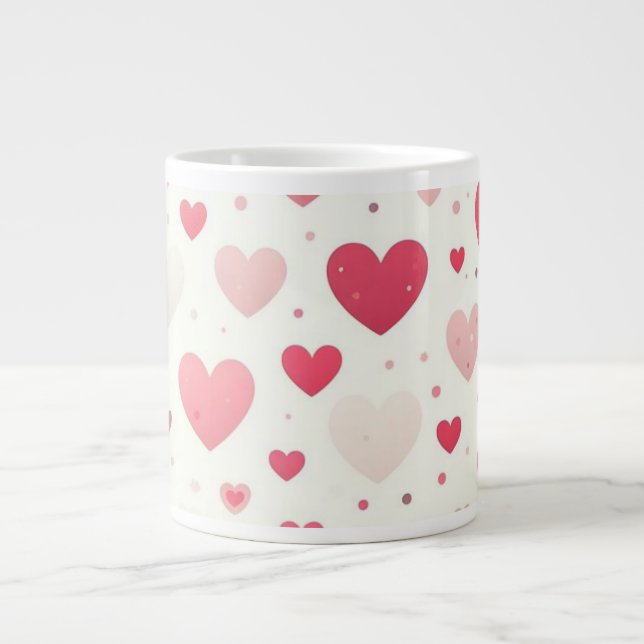 Colorful Valentine's day heart Giant Coffee Mug (Front)