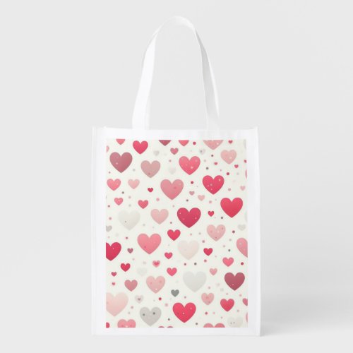 Colorful Valentines day heart Grocery Bag