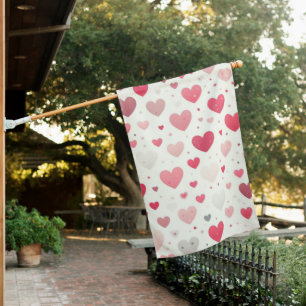Colorful Valentine's day heart House Flag