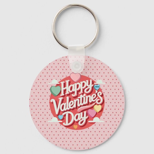 Colorful Valentine's day heart  Keychain (Front)