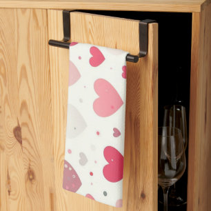 Colorful Valentine's day heart Kitchen Towel