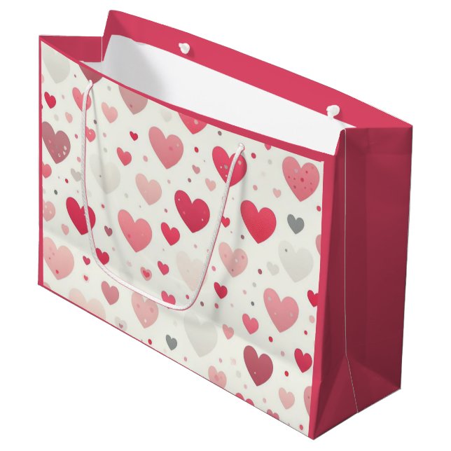 Colorful Valentine's day heart Large Gift Bag (Front Angled)