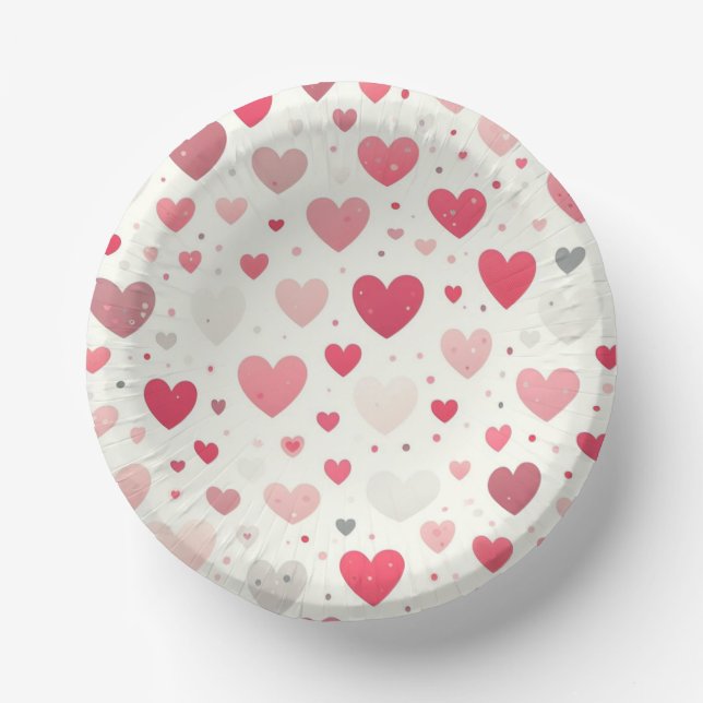 Colorful Valentine's day heart Paper Bowls (Front)