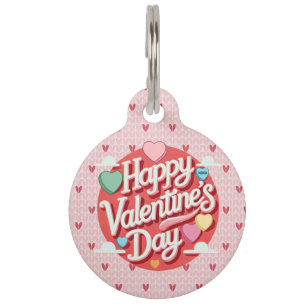 Colorful Valentine's day heart Pet ID Tag