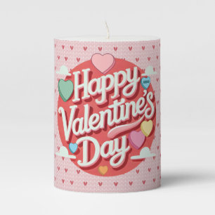 Colorful Valentine's day heart Pillar Candle