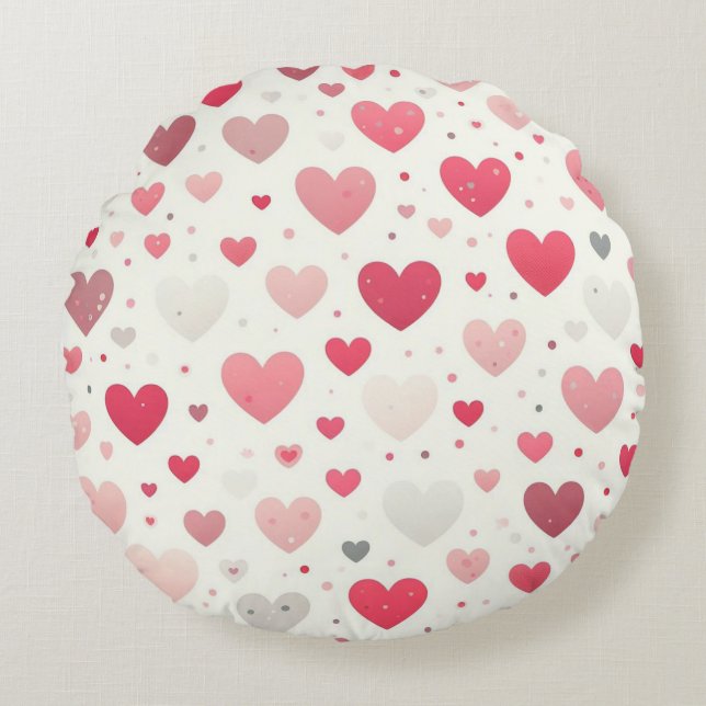 Colorful Valentine's day heart Round Pillow (Front)