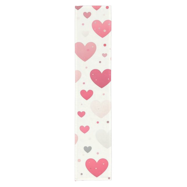 Colorful Valentine's day heart Short Table Runner (Front)