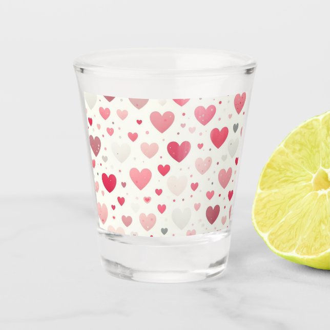 Colorful Valentine's day heart Shot Glass (Front)