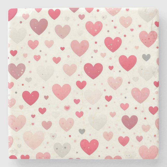 Colorful Valentine's day heart Stone Coaster (Front)