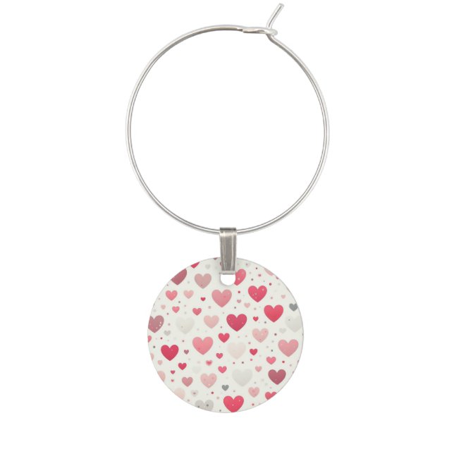 Colorful Valentine's day heart Wine Charm (Front)