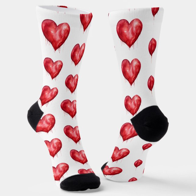 Colorful Valentine's Day Hearts Socks (Angled)