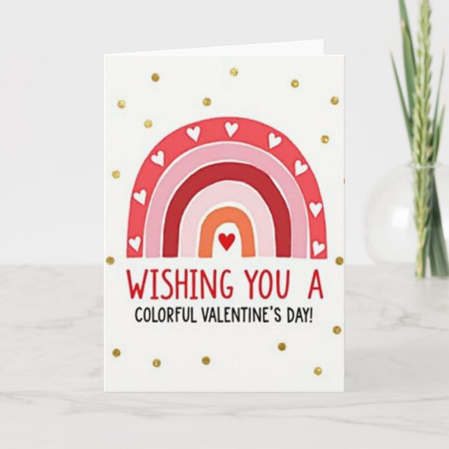 Colorful Valentines Day Rainbow Card (Front)