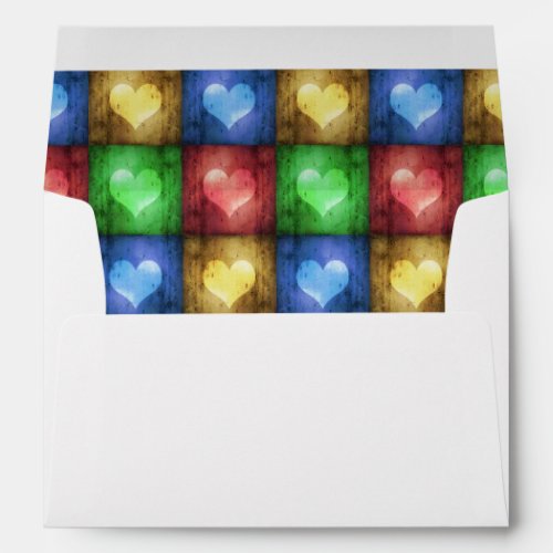 Colorful Valentines Day Rustic Hearts Envelope