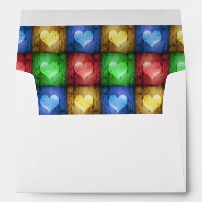 Colorful Valentine's Day Rustic Hearts Envelope (Back (Bottom))