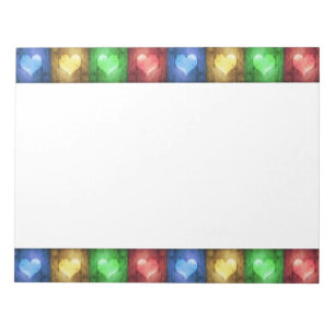 Colorful Valentine's Day Rustic Hearts Notepad